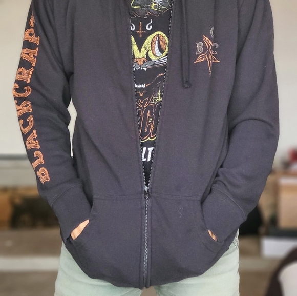 2XLBlack Craft Cat Back Zip Up Hoodie - Picture 3 of 5